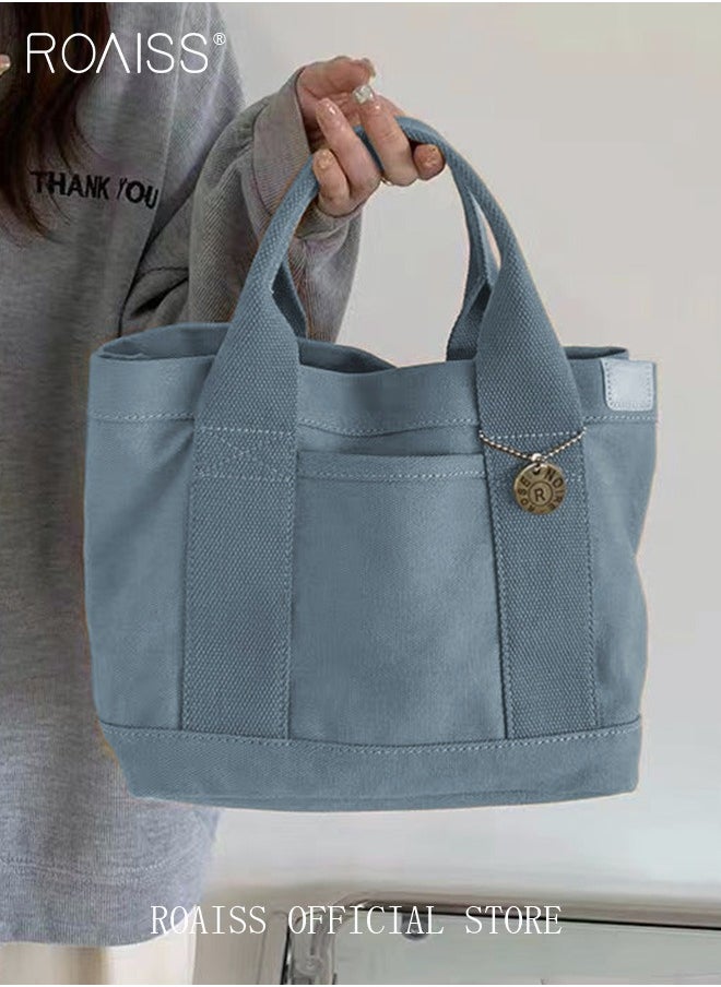 roaiss Women's Canvas Bag Tote Bag Lunch Bag Retro Casual Multi-inner Bag  - Image 2