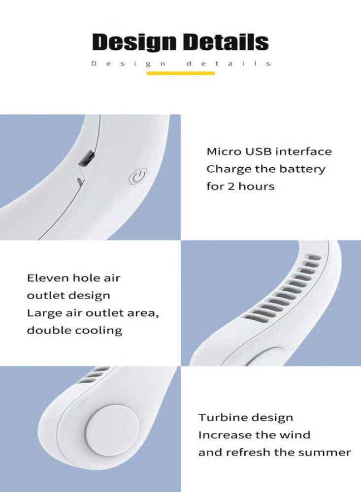 Dream Zone Bladeless Fan Portable Neck Fan 5 Gear Leafless Digital Display Hanging Neck 3000mAh Large Capacity Lazy Air Conditioner USB Handheld Small Fan - Image 3