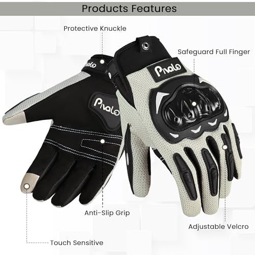 Pivalo Full Finger Riding Gloves | Touch Screen Sensitivity, Strong Knuckle Protection, Breathable Mesh Anti-Slip Palm Grip | Rider Gloves for Bikers, Motorcycle, Cycling, Mountaineering (Silver, XL) - Image 2