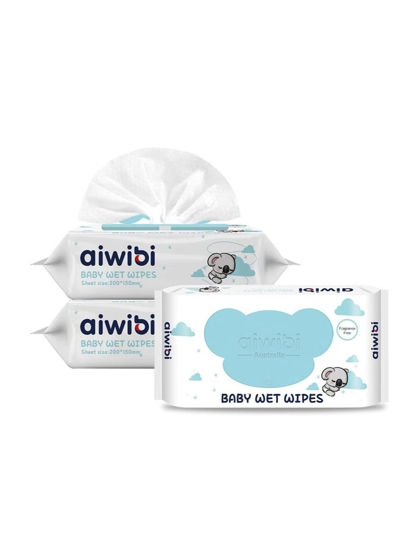 aiwibi Aiwibi Soft Care Baby Wet Wipes Pack of 3 Pouches x 80Sheets 240 Wipes 