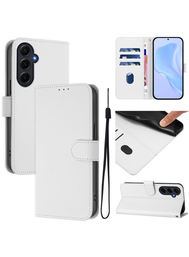 S-TOP Case For Samsung Galaxy A55 5G Skin Feel Solid Color Leather Phone Case with Lanyard - Image 1