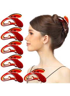 RC ROCHE ORNAMENT 6 Pcs Womens Butterfly Wing Hair Clip Strong Holding Sectioning Cute Plastic Girls Ladies Beauty Accessory Tool Jaw Clamps Claw Clips Large Brown
