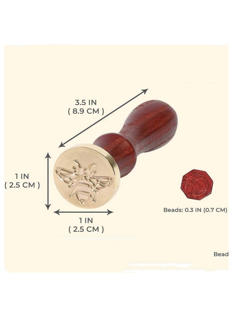 Generic 6PCS Romantic Rose Heart Wax Seal Stamp Set with Brass Head Wooden Handle for Invitations Crafts Gifts Legal Documents Security Anti Counterfeiting Packaging 90mm Length 25mm Diameter - Image 2