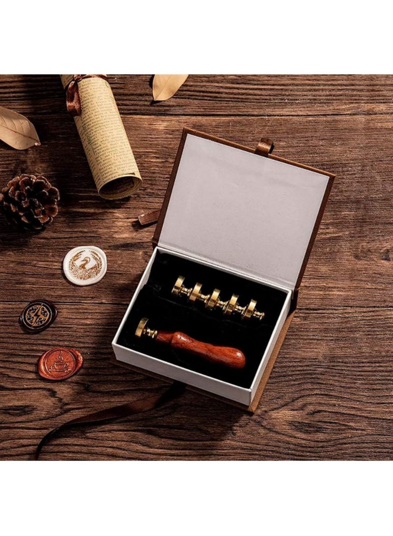 Generic 6PCS Romantic Rose Heart Wax Seal Stamp Set with Brass Head Wooden Handle for Invitations Crafts Gifts Legal Documents Security Anti Counterfeiting Packaging 90mm Length 25mm Diameter - Image 4