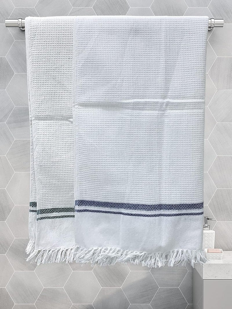 Athom Living Eco Saviour Premium Cotton Bath Towel Pearl White Pack of 2