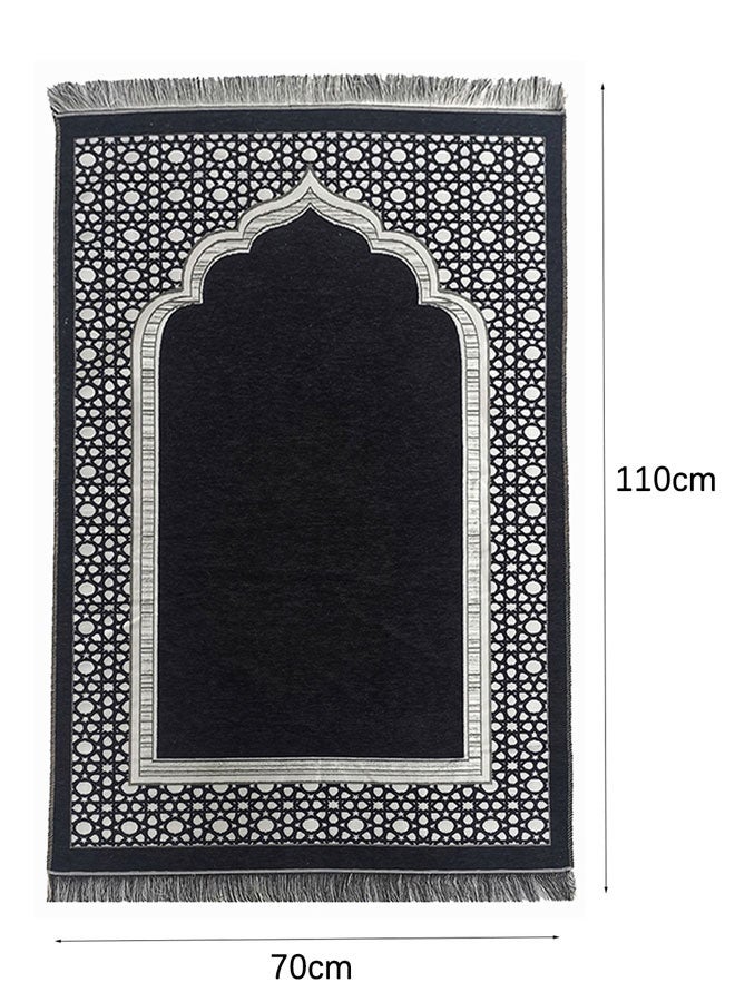 HAWAWA Prayer Rug and Prayer Beads for Men and Women Large Thin Lightweight Polyester Prayer Mat Anti Slip Folding Bedroom Rug, Prayer Mats for Praying 70 x 110cm Black - Image 2