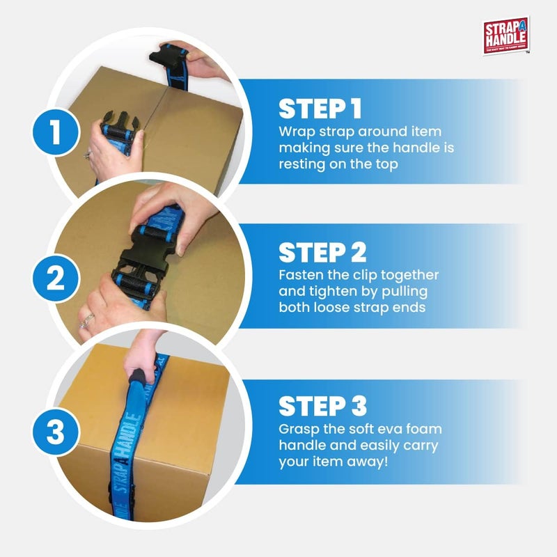 Strap-A-Handle 6' Carrying Strap with Handle | Adjustable Belt | Heavy Duty, Easy, Safe, Secure, Lifting, Moving, Carry Strap for Boxes, Groceries | Best Luggage Strap ( 6ft. Length, 40lb. Capacity) - Image 5