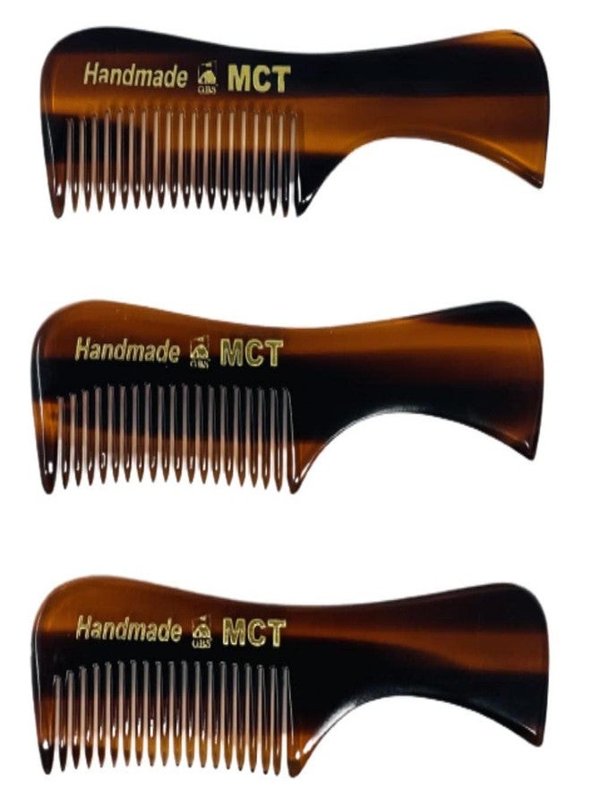 G.B.S Handmade 3in Pocket Beard Comb, Mustache Grooming, Fine Tooth MCT, Pack of 3, Men’s Portable Travel Comb - Image 1