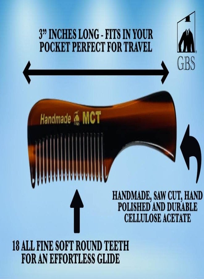 G.B.S Handmade 3in Pocket Beard Comb, Mustache Grooming, Fine Tooth MCT, Pack of 3, Men’s Portable Travel Comb - Image 3