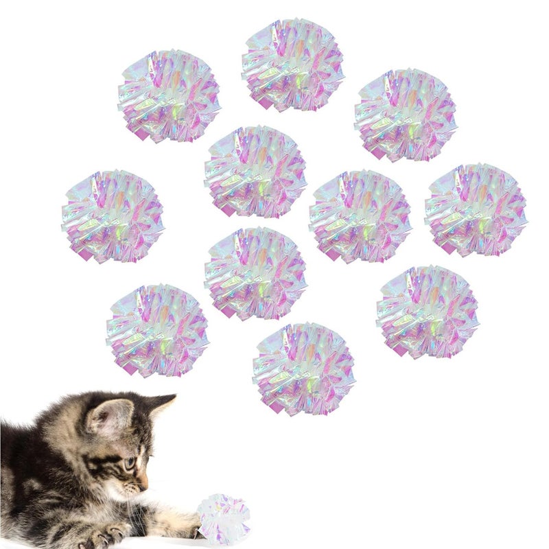 AUEAR 20 Pack Dye Free Cat Crinkle Balls 2 Mylar Sounds Shiny Kitty Glitter for Cats - Image 2