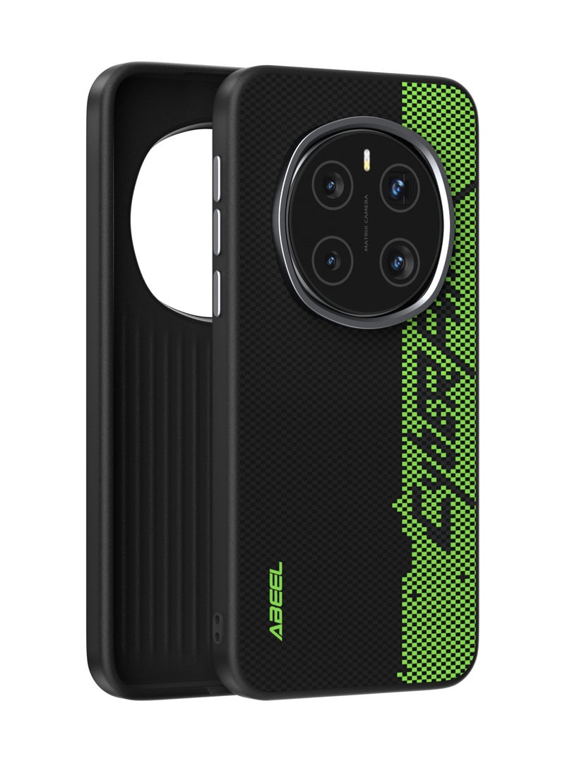 أبيل جراب هاتف مغناطيسي فاخر من ألياف الكربون غير اللامع لهاتف هونر ماجيك 7 برو مع شحن لاسلكي وغطاء خلفي مقاوم للصدمات سايبربانك - اسود اخضر - Image 1