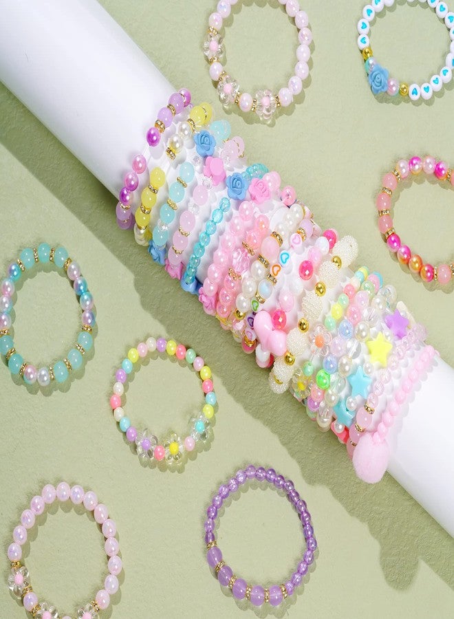 Dxhycc 24 Pieces Princess Bracelets Girls Beaded Bracelets Little Girls Costume Jewelry Set for Birthday Party Favors - Image 5