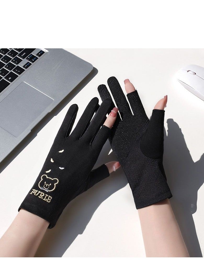 Sun protection women's gloves, UV protection, driving and riding, non-slip, breathable cotton gloves, 1 pair - Image 1