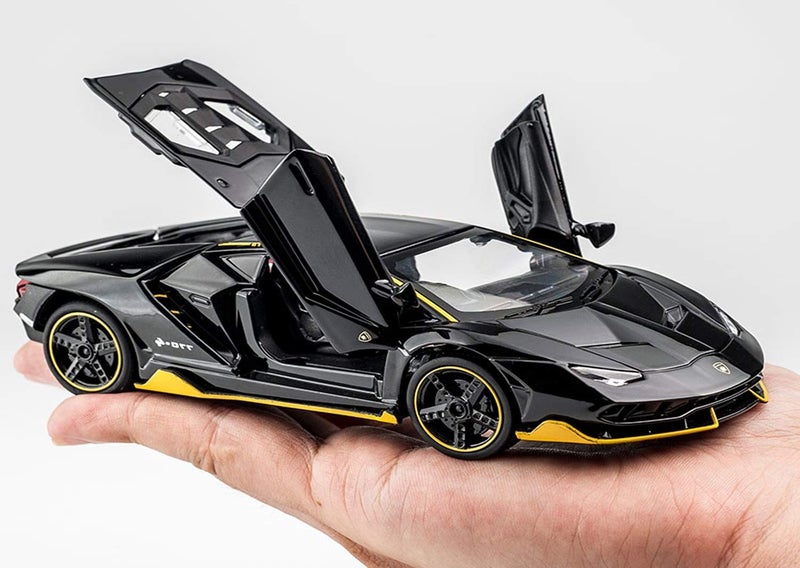 TechHark Die-Cast Model Sound And Light Pull Back Cars Toys (Black), 6 month and above - Image 2
