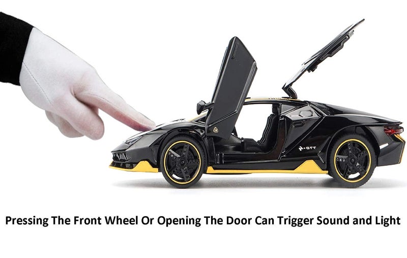 TechHark Die-Cast Model Sound And Light Pull Back Cars Toys (Black), 6 month and above - Image 5