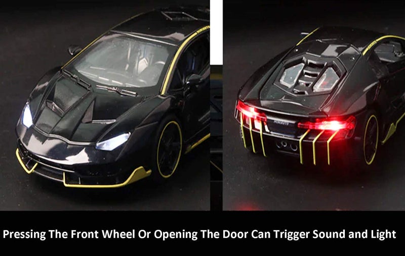 TechHark Die-Cast Model Sound And Light Pull Back Cars Toys (Black), 6 month and above - Image 4