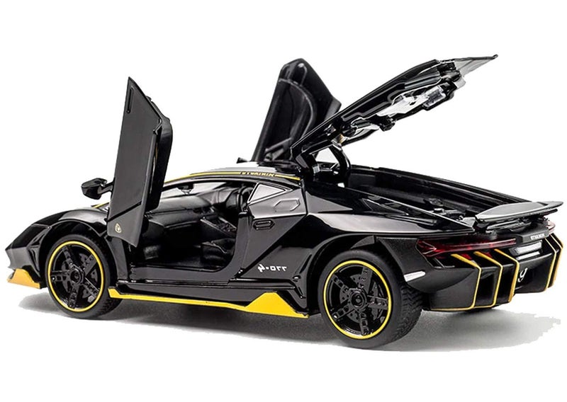 TechHark Die-Cast Model Sound And Light Pull Back Cars Toys (Black), 6 month and above - Image 1