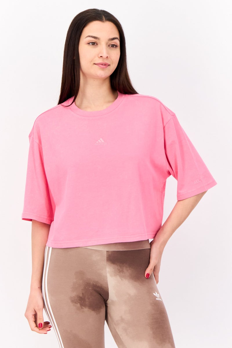 Adidas Women Sportswear Fit Short Sleeves Outdoor Crop T-shirt, Pink - Image 1