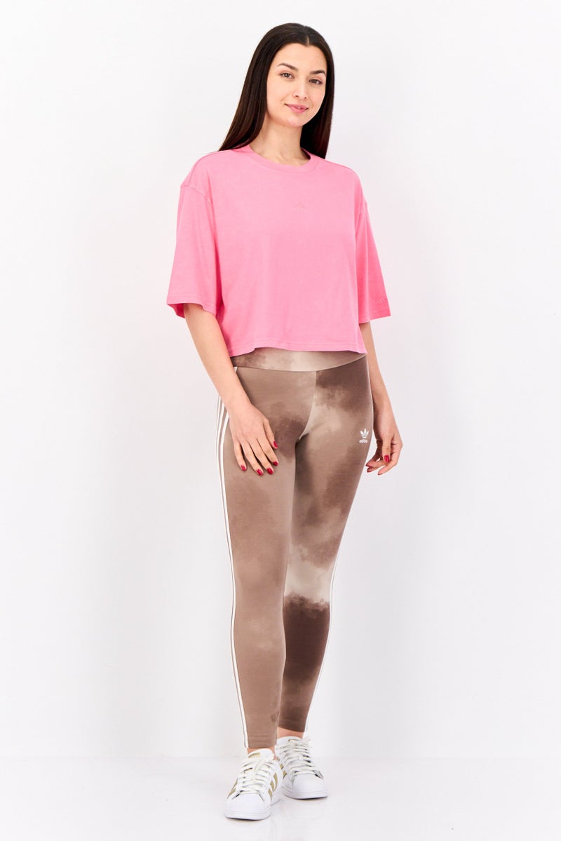 Adidas Women Sportswear Fit Short Sleeves Outdoor Crop T-shirt, Pink - Image 4