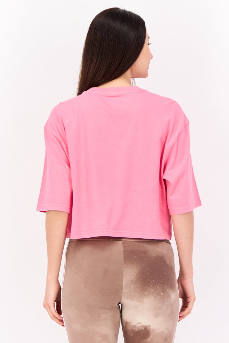 Adidas Women Sportswear Fit Short Sleeves Outdoor Crop T-shirt, Pink - Image 3