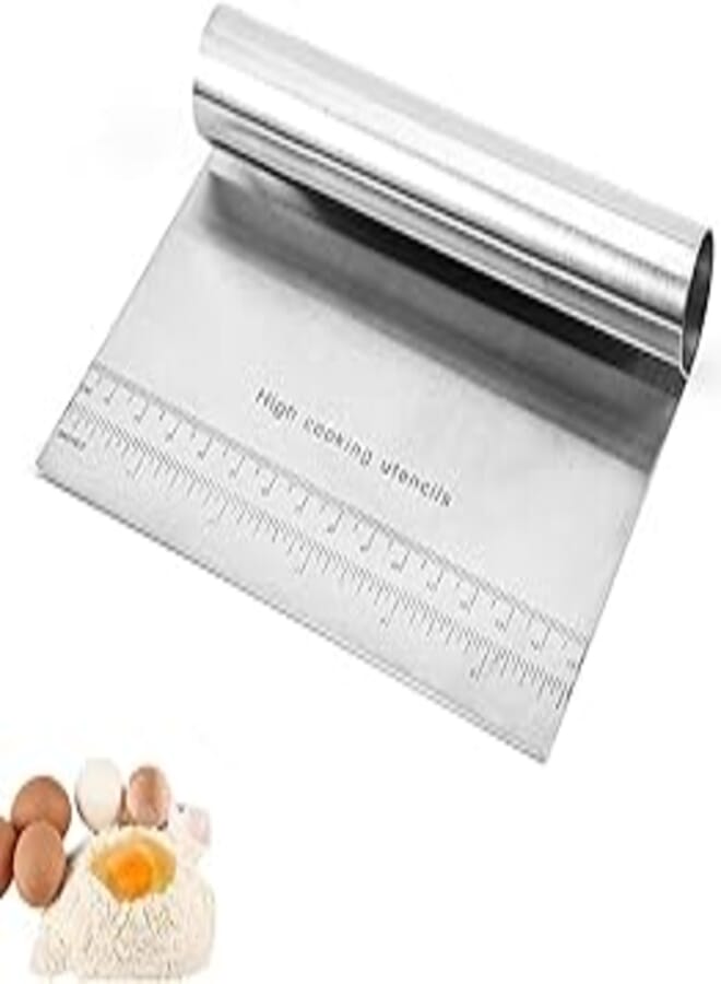Stainless Steel Dough Cutter with Measurements, Multipurpose Stainless Steel Scraper/Cutter with Measurements, Pizza Cutter for Pastry, Cake Decorating