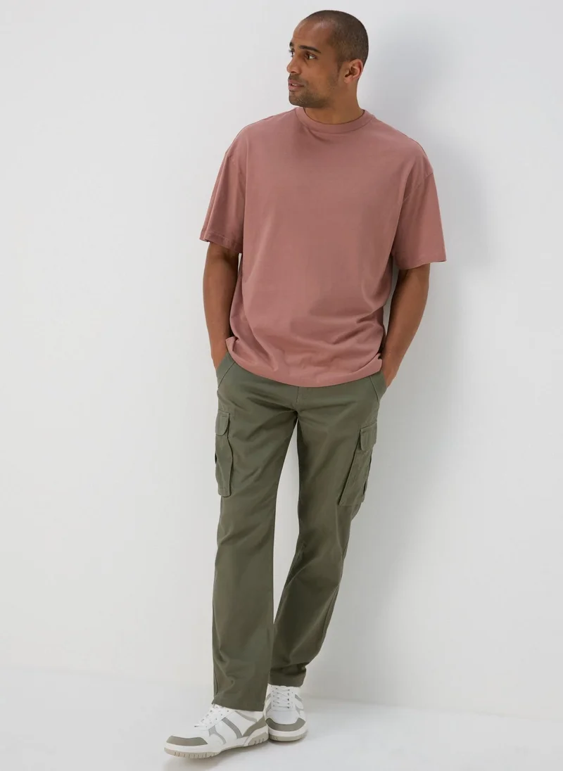 Matalan olive Khaki Slim Fit Cargo Trousers for Men | Best Price UAE