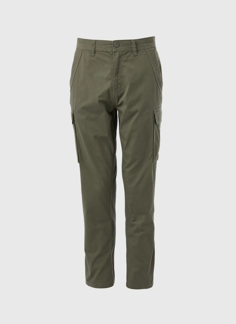 Matalan olive Khaki Slim Fit Cargo Trousers for Men | Best Price UAE