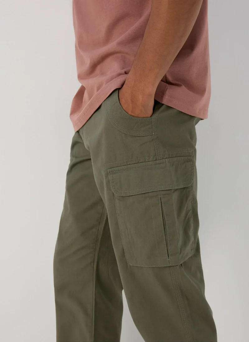 Matalan olive Khaki Slim Fit Cargo Trousers for Men | Best Price UAE