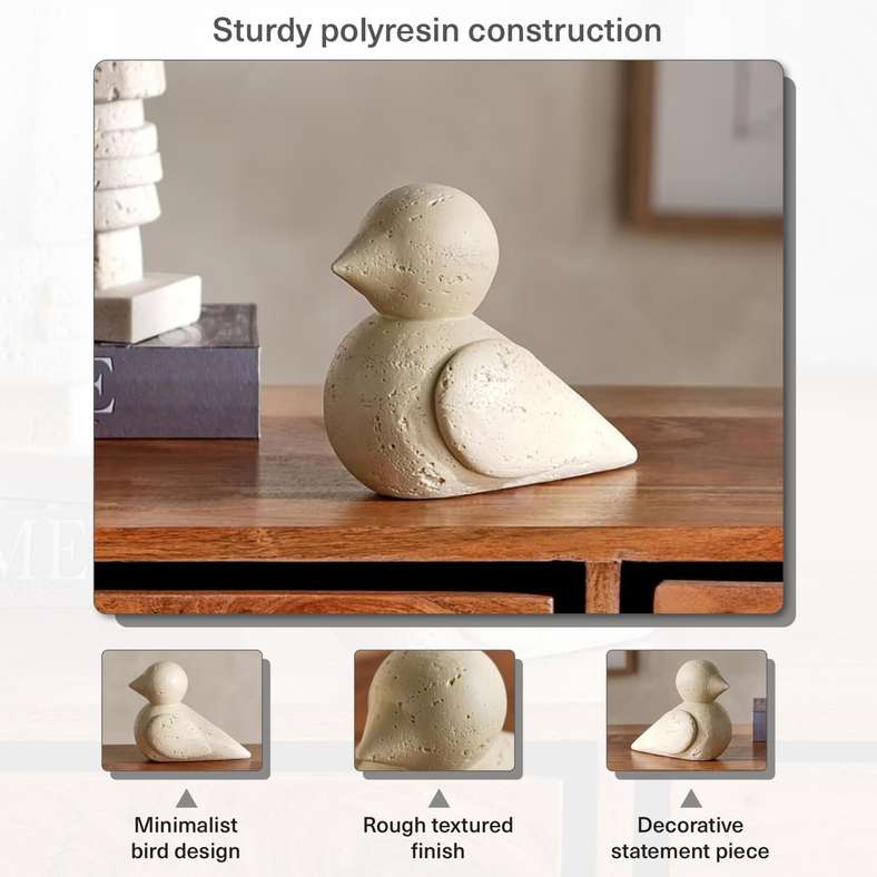 Pan Home Bird Polyresin Decor Figurine - Beige - Image 4
