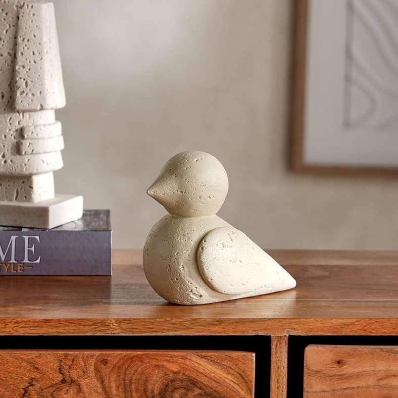 Pan Home Bird Polyresin Decor Figurine - Beige - Image 1