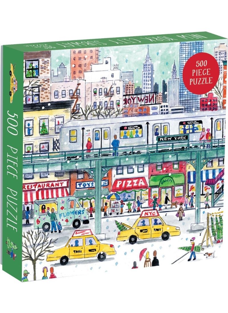 Galison 500 Piece New York City Jigsaw Puzzle for Adults and Families, Holiday Puzzle with Winter Scenery in New York City  - Image 1