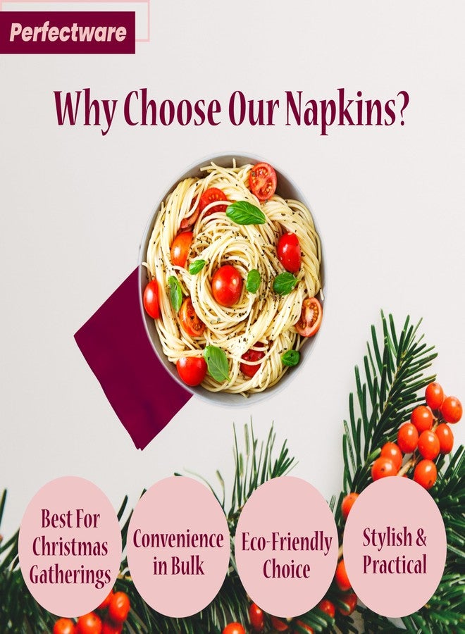 Perfectware 2 Ply Burgundy Paper Dinner Napkins - Pack of 50ct - Image 4