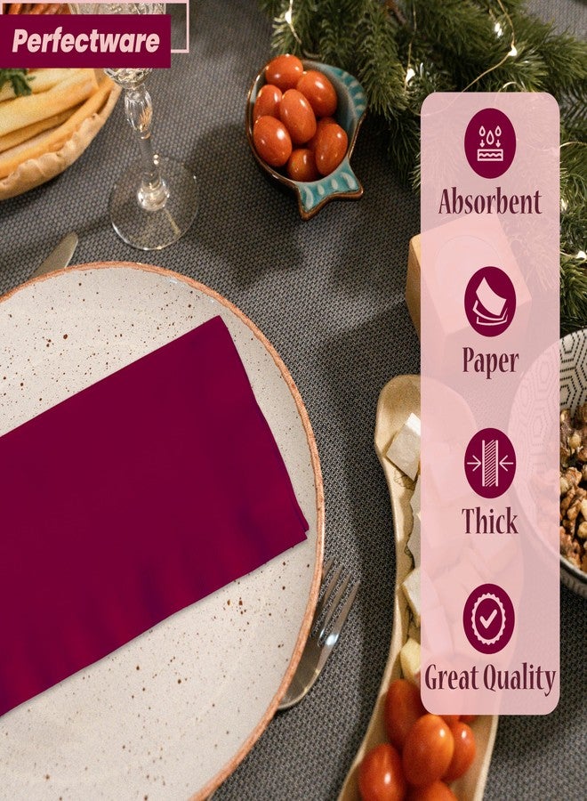 Perfectware 2 Ply Burgundy Paper Dinner Napkins - Pack of 50ct - Image 3