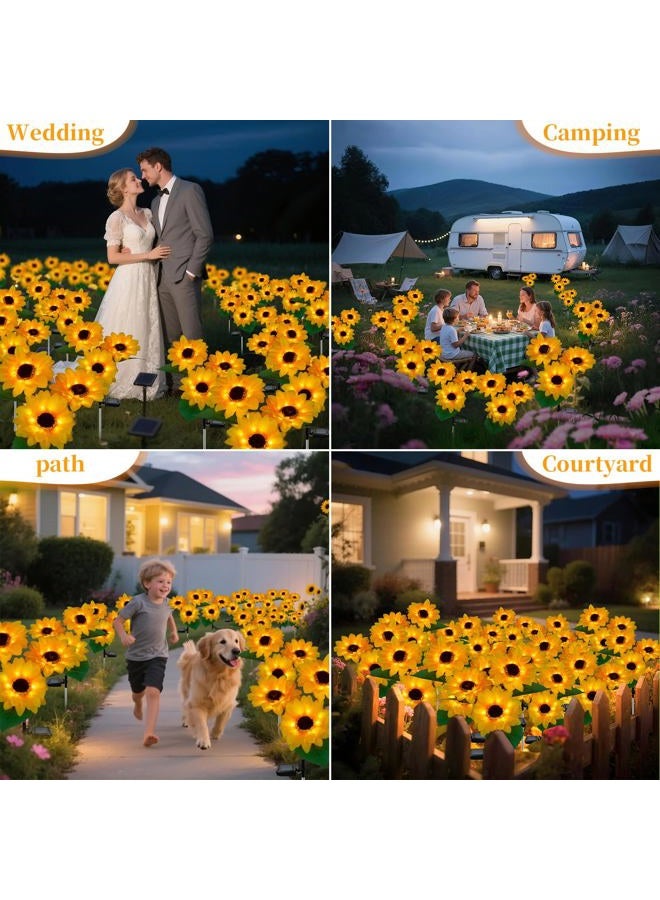 MMHF Outdoor Solar Garden Stake Lights,Upgraded LED Solar Powered Light with 3 Sunflower, Waterproof Solar Decorative Lights for Garden, Patio, Backyard (2 Pack) - Image 3
