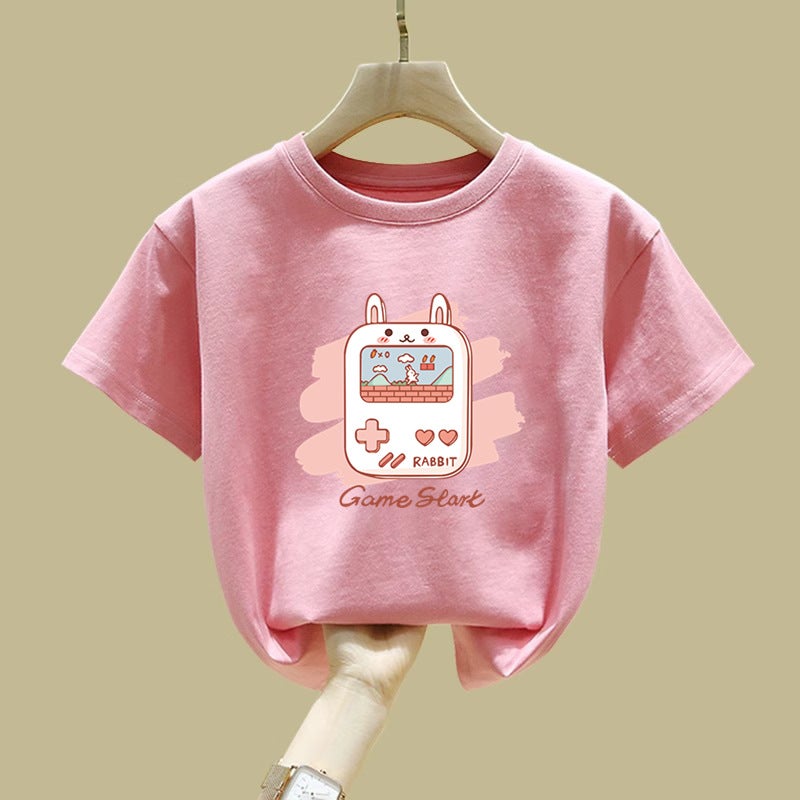 2154# Summer Boys And Girls Short-Sleeved T-Shirt Women'S Korean-Style Trendy Students Cartoon Printed Top Round Neck Loose For Girls - Image 2