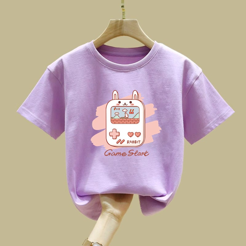 2154# Summer Boys And Girls Short-Sleeved T-Shirt Women'S Korean-Style Trendy Students Cartoon Printed Top Round Neck Loose For Girls - Image 5