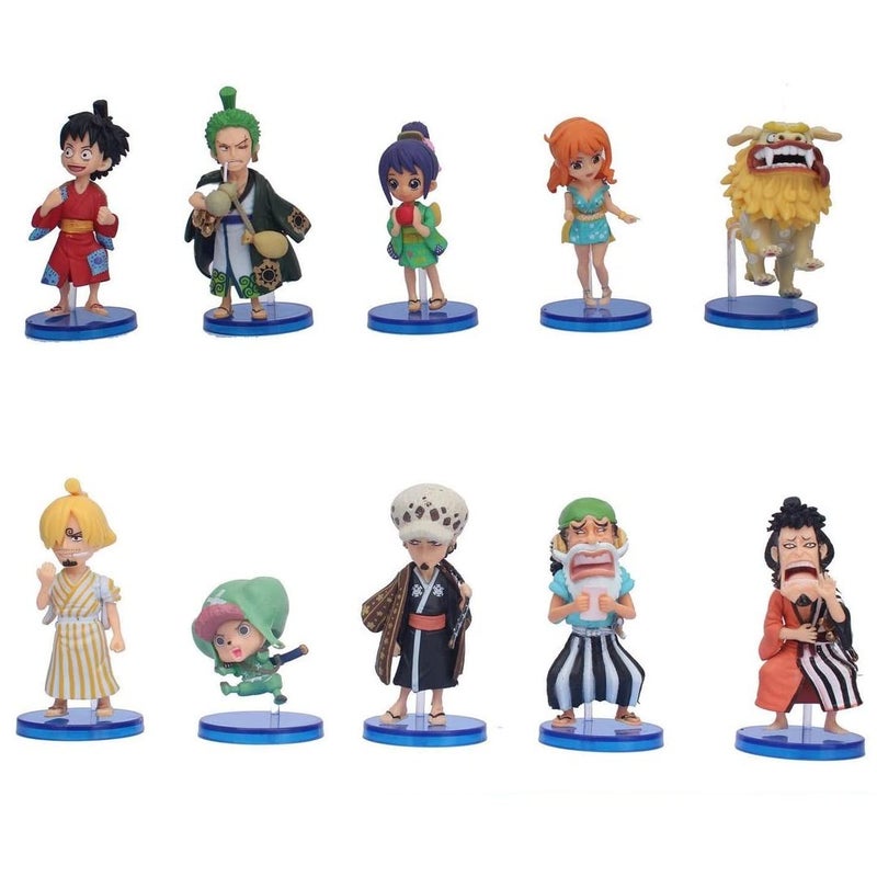 Offo One Piece Anime Chibbi Figures 68 cm for Home Decors Office Desk and Study Table Set of 10 - Image 1