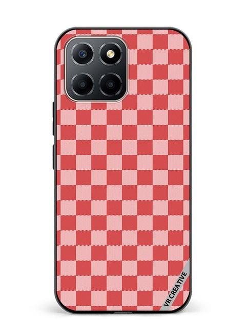 Protective Case Cover For Honor X6 Red Checkerboard Abstract Textured Checkers Design Multicolour