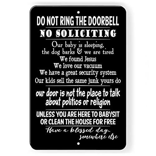 ZMKDLL Do Not Ring Bell No Soliciting Baby Sleeping Funny Metal Sign 12x8