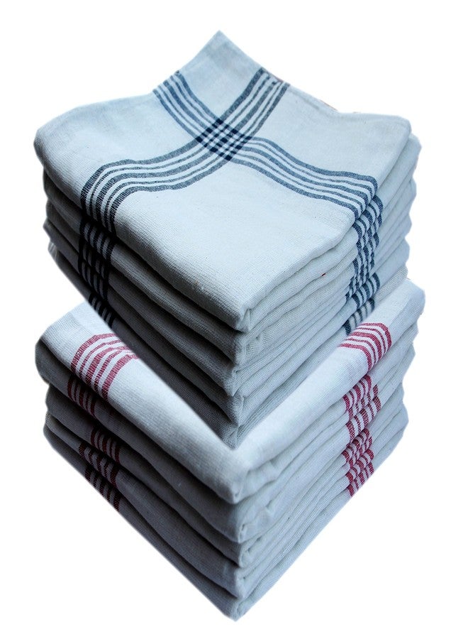 Space Fly, Highly Absorbent Big Size 21X21inch 100% Cotton Multipurpose Kitchen, Chapatis Napkin and Cleaning, Cloth, Duster (10 Pieces_Multi Color Striped) (21X21 inch) - Image 1
