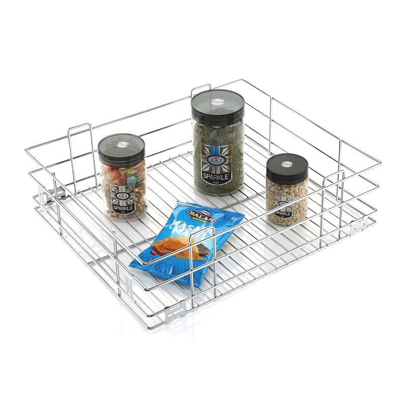 LANDWOOD Landwood set of 3 stainless steel modular kitchen basket with channel and cabinet storage drawer accessories 20X20 INCH  - Image 3