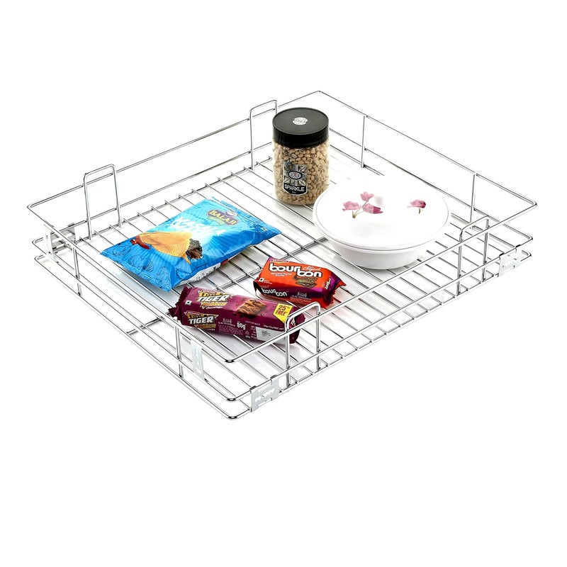 LANDWOOD Landwood set of 3 stainless steel modular kitchen basket with channel and cabinet storage drawer accessories 20X20 INCH  - Image 2