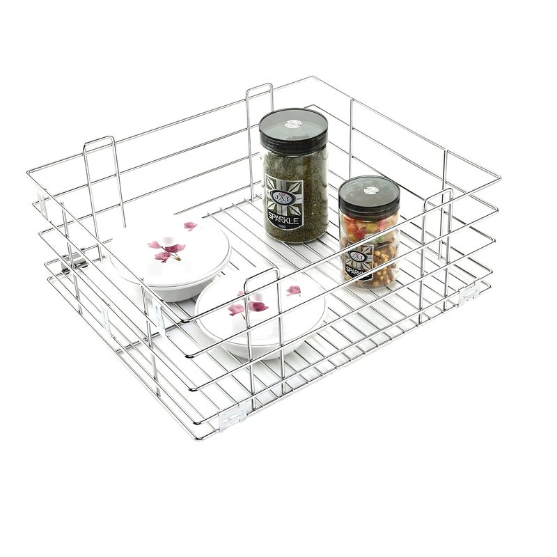 LANDWOOD Landwood set of 3 stainless steel modular kitchen basket with channel and cabinet storage drawer accessories 20X20 INCH  - Image 4