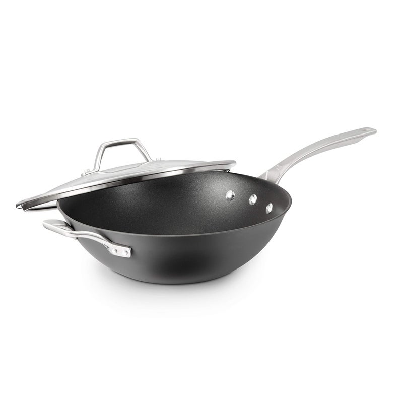 Calphalon Signature Hard-Anodized Nonstick Wok, 12", Flat-Bottom, Oven-Safe, PFOA-Free, Black - Image 1
