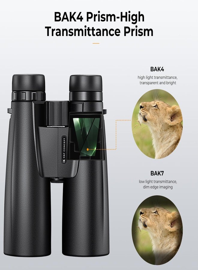 كيه آند إف كونسبت منظار K&F CONCEPT للكبار 12 × 50 عالي الدقة باللون الأسود مع حامل للهاتف المحمول وحامل ثلاثي القوائم قابل للتحويل، مناسب للصيد في الهواء الطلق، ومراقبة الطيور، والسفر، والمشي لمسافات طويلة. - Image 4