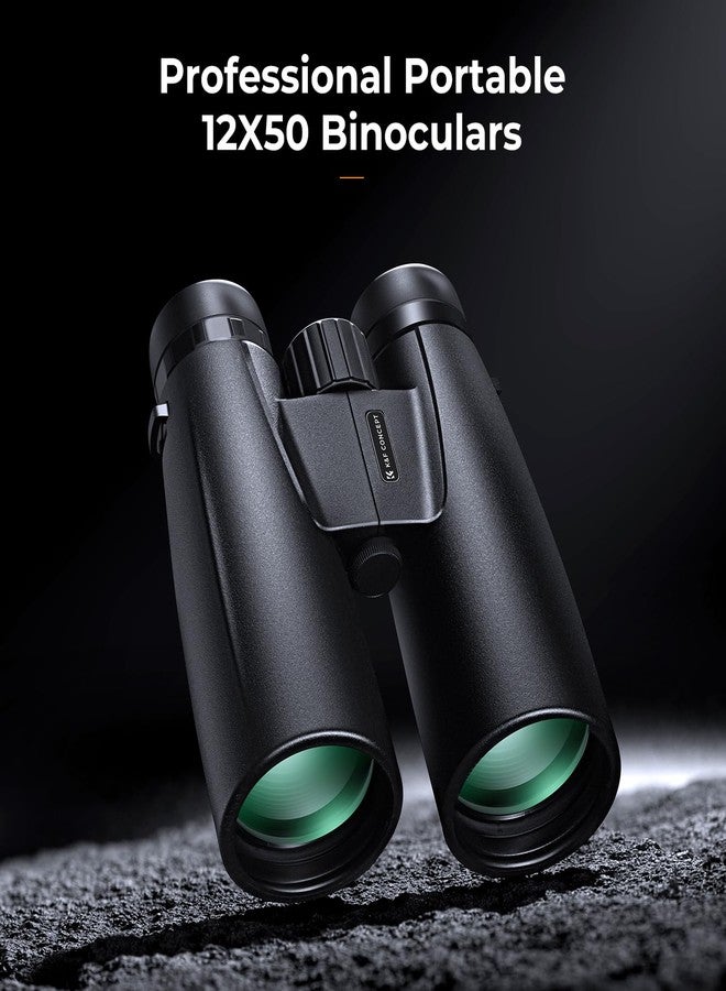 كيه آند إف كونسبت منظار K&F CONCEPT للكبار 12 × 50 عالي الدقة باللون الأسود مع حامل للهاتف المحمول وحامل ثلاثي القوائم قابل للتحويل، مناسب للصيد في الهواء الطلق، ومراقبة الطيور، والسفر، والمشي لمسافات طويلة. - Image 2