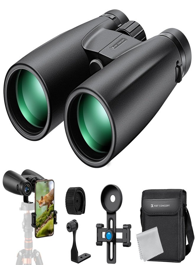 كيه آند إف كونسبت منظار K&F CONCEPT للكبار 12 × 50 عالي الدقة باللون الأسود مع حامل للهاتف المحمول وحامل ثلاثي القوائم قابل للتحويل، مناسب للصيد في الهواء الطلق، ومراقبة الطيور، والسفر، والمشي لمسافات طويلة. - Image 1