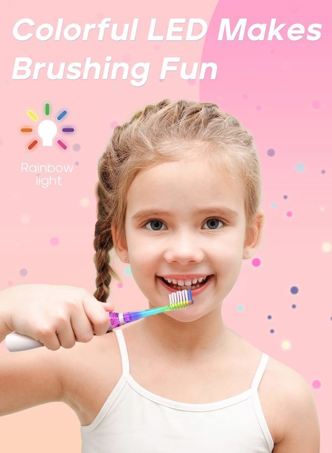 Seago Kids Electric Toothbrush Sonic Toothbrush, Soft Battery Powered Tooth Brush with Smart Timer,Waterproof Replaceable Deep Clean For Boys and Girls(Age of 3+) ï¼ŒTravel Toothbrush SG977(Pink) - Image 3