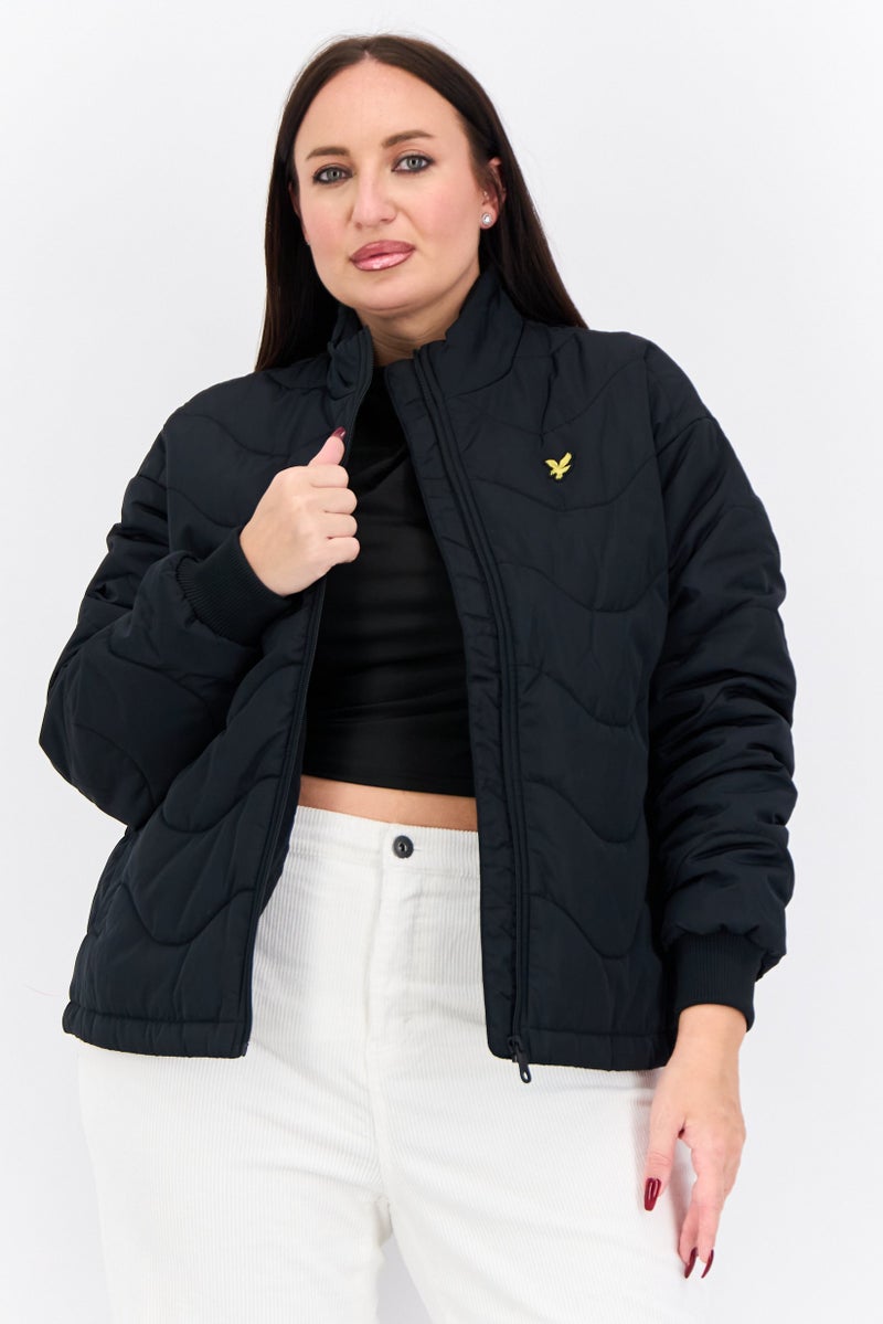 Lyle & Scott Women Brand Logo Quilted Jacket, Black - Image 1