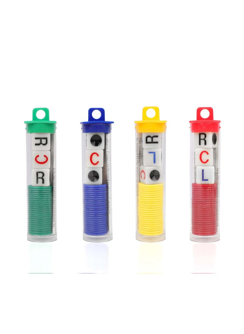 Captaintech Interactive LCR Game Dice Set with 4 Colorful Tubes and Plastic Counters for Family Fun and Classic Dice Games for All Ages  - Image 1